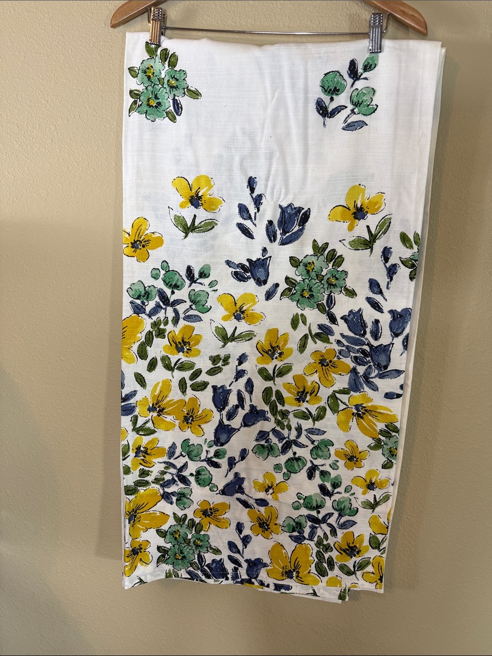 Threshold White Shower Curtain Panel with Yellow, Blue and Green Floral Print